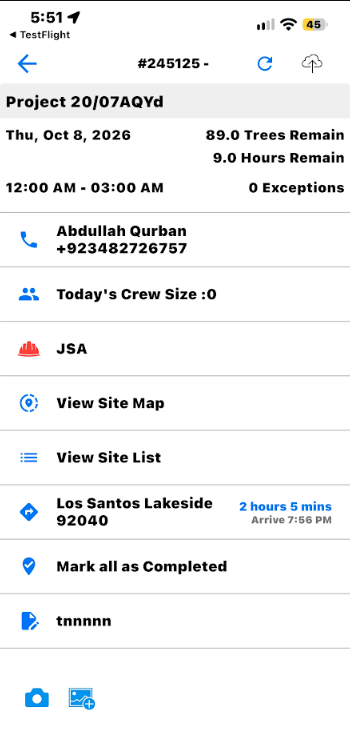 Work order details showing View Site Map and View Site List