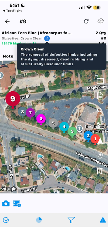 Objective definition tooltip in Site Map